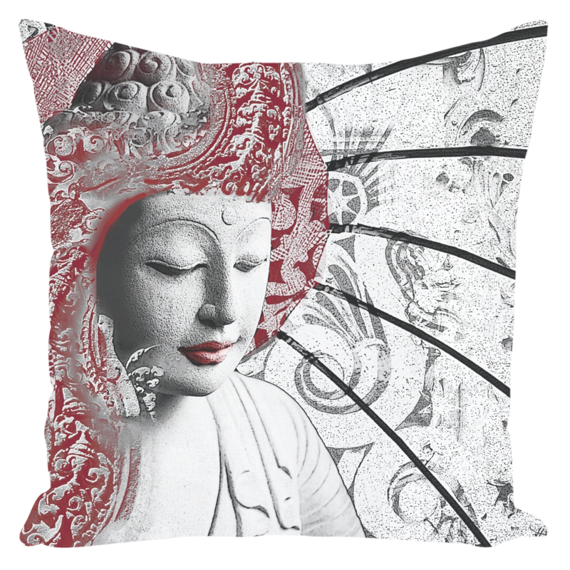 Bliss of Being - Red - Buddha Art Throw Pillow -  - Fusion Idol Arts - New Mexico Artist Christopher Beikmann