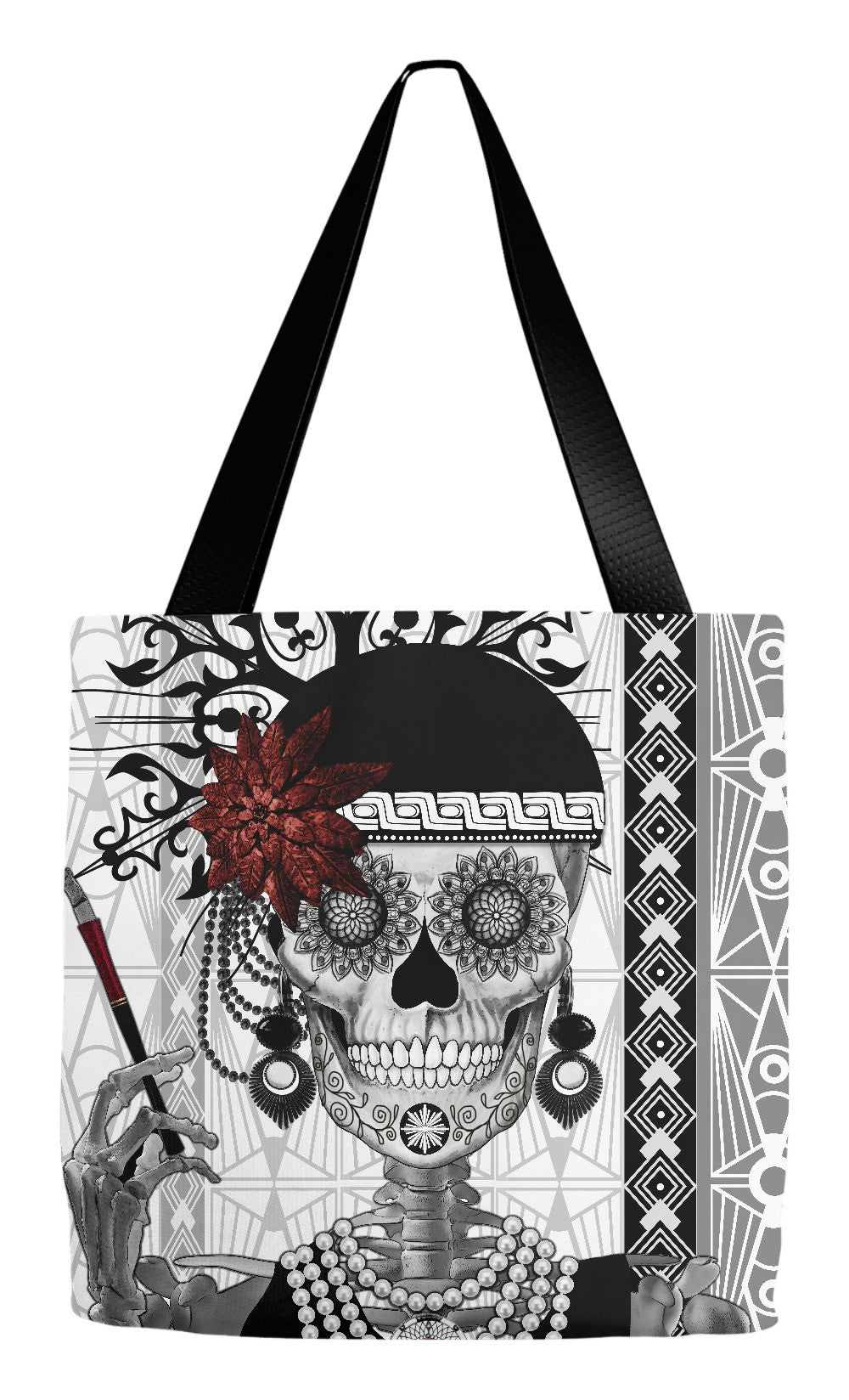 Flapper Girl Sugar Skull Tote Bag - Dia De Los Muertos Bag - Mrs Glori ...