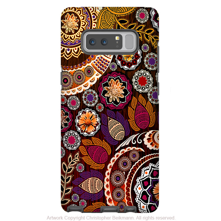 Autumn Mehndi Galaxy Note 8 Tough Case - Dual Layer Protection - Fall Paisley Case for Samsung Galaxy Note 8 - Galaxy Note 8 Tough Case - Fusion Idol Arts - New Mexico Artist Christopher Beikmann