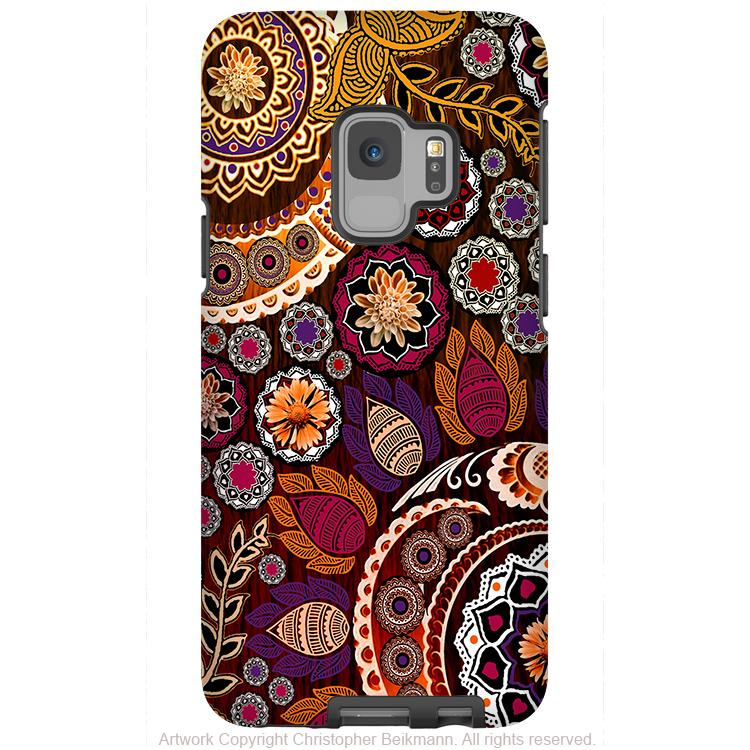 Autumn Mehndi - Galaxy S9 / S9 Plus / Note 9 Tough Case - Dual Layer Protection for Samsung S9 - Fall Paisley Art Case - Galaxy S9 / S9+ / Note 9 - Fusion Idol Arts - New Mexico Artist Christopher Beikmann