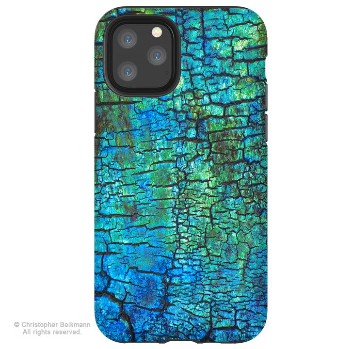 Azul Crust - iPhone 11 / 11 Pro / 11 Pro Max Tough Case - Dual Layer Protection for Apple iPhone XI - Blue and Green Abstract Art Case - iPhone 11 Tough Case - Fusion Idol Arts - New Mexico Artist Christopher Beikmann