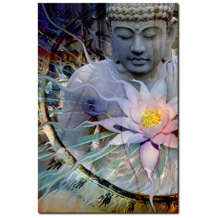 Tan Paisley Buddha - Square Canvas Art Print for Zen Decor