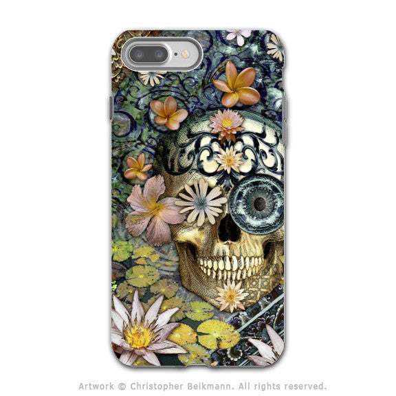 Floral Sugar Skull - Artistic iPhone 7 PLUS - 7s PLUS Tough Case - Dual Layer Protection - Bali Botaniskull - iPhone 7 Plus Tough Case - Fusion Idol Arts - New Mexico Artist Christopher Beikmann