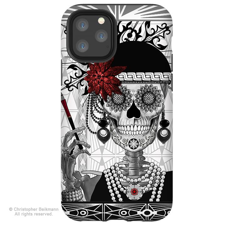 Mrs Gloria Vanderbone - iPhone 11 / 11 Pro / 11 Pro Max Tough Case - Dual Layer Protection for Apple iPhone XI - Flapper Girl Sugar Skull - iPhone 11 Tough Case - Fusion Idol Arts - New Mexico Artist Christopher Beikmann