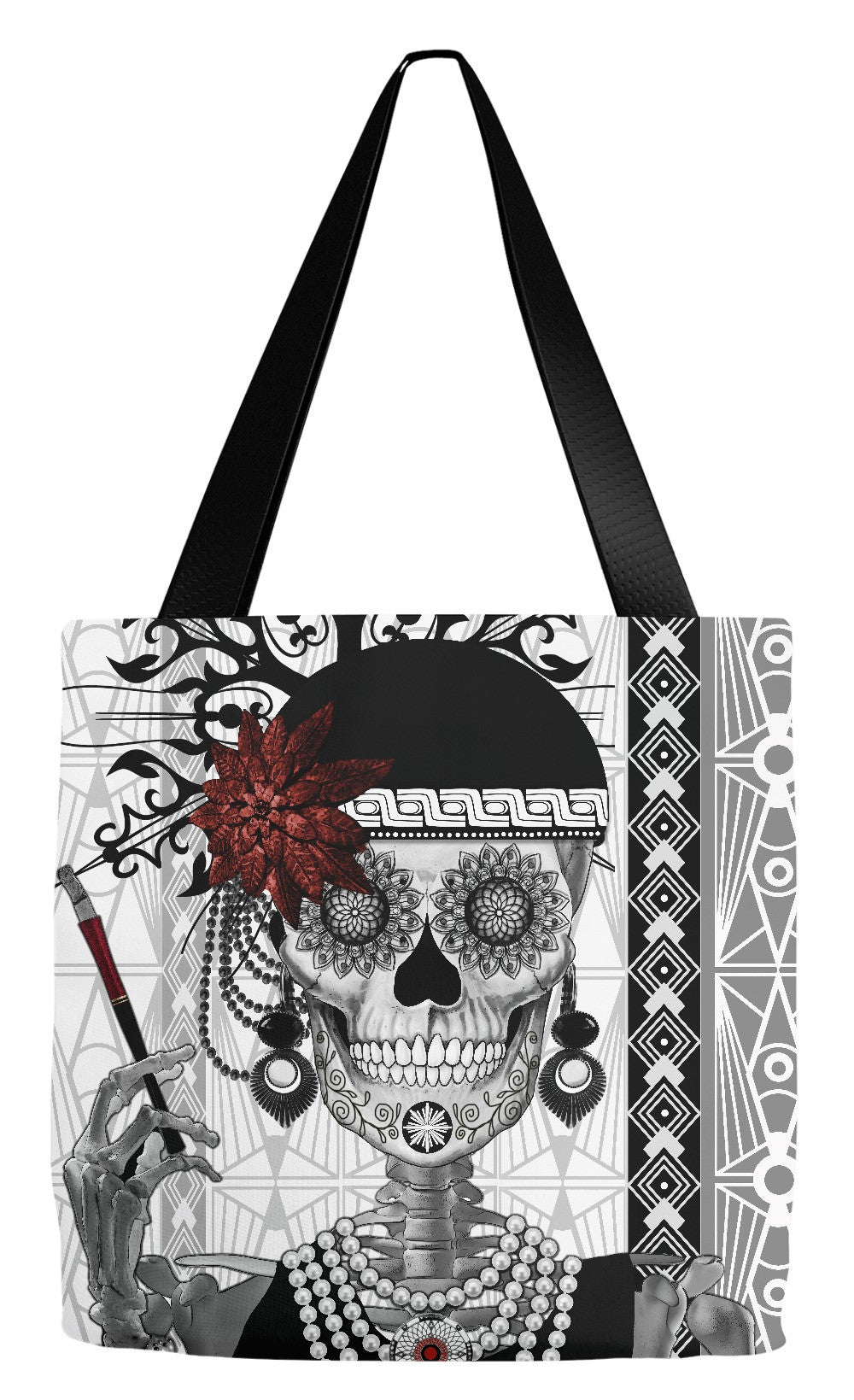 Flapper Girl Sugar Skull Tote Bag - Dia De Los Muertos Bag - Mrs Glori ...